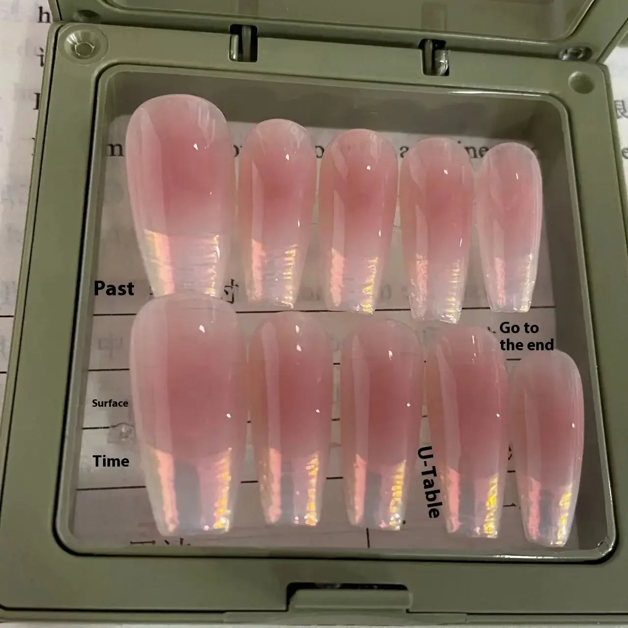 Pink Pearl Iridescent Ballerina Press On Nails Sage & Shimmer Beauty